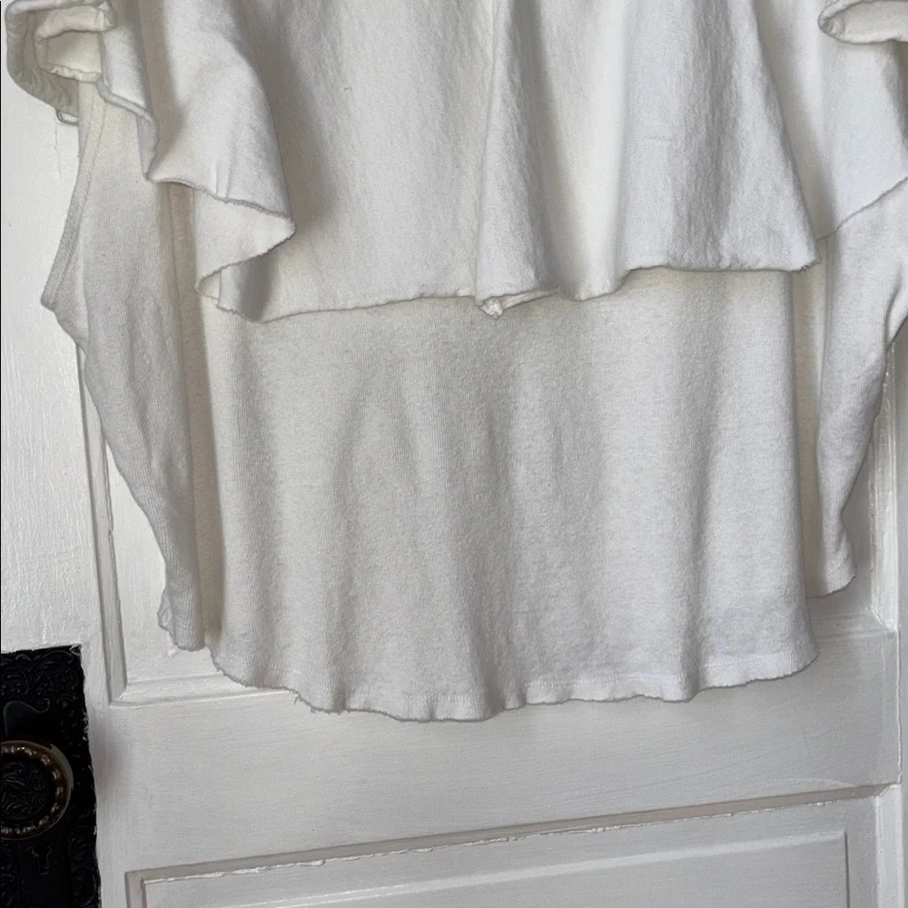 FREE PEOPLE GIRL TALK LINEN BLEND LAYERED TEE